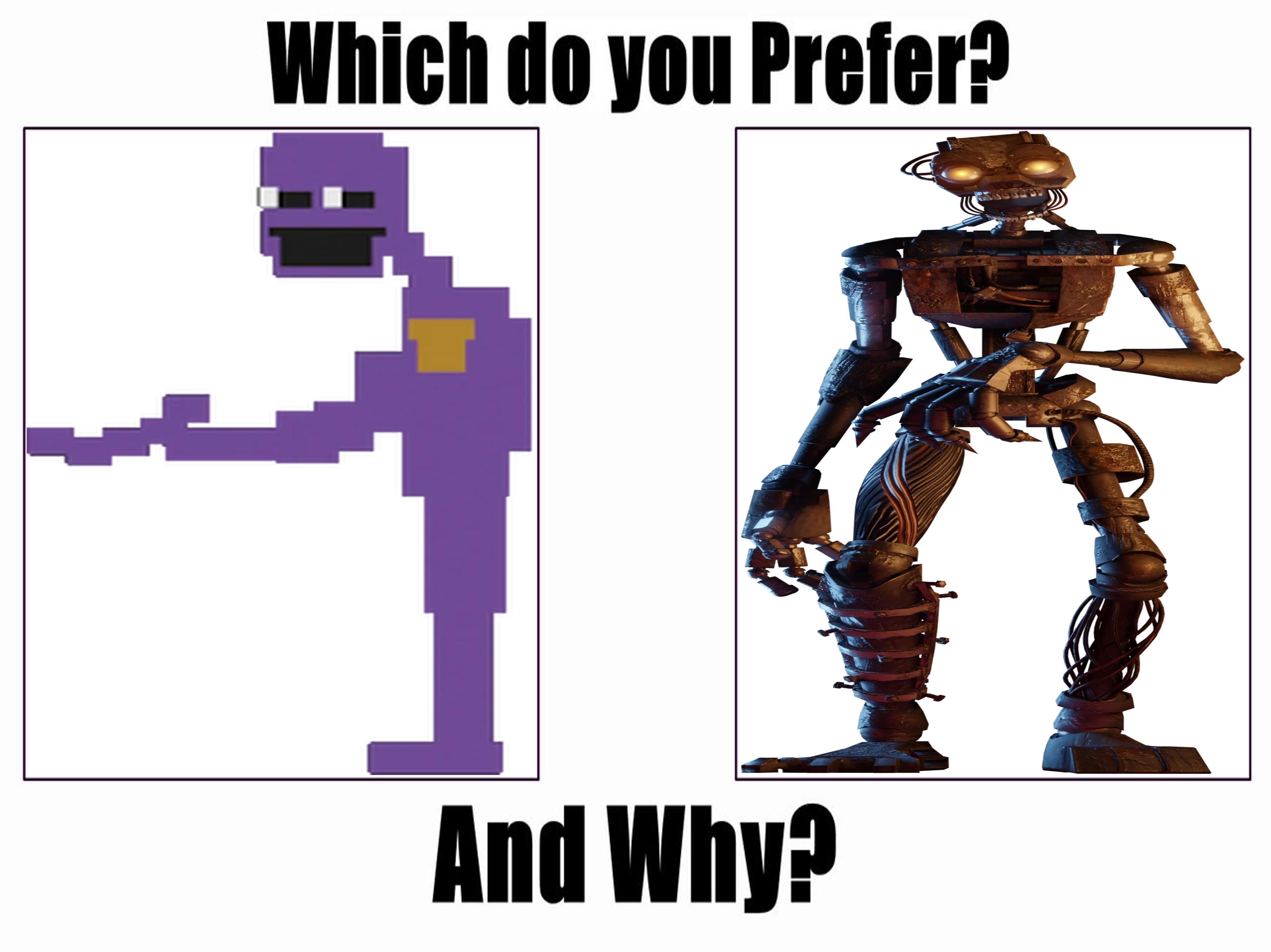 Which FNAF antagonist do you prefer and why do you prefer it? William Afton  or The Mimic? : rfivenightsatfreddys