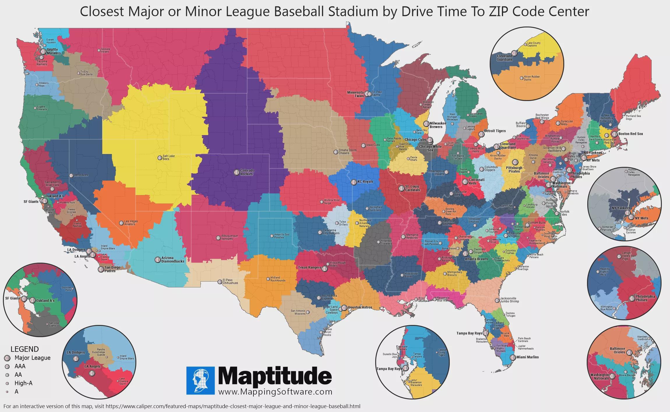 Closest Major League and Minor League Baseball StadiumsParks (CONUS) :  rMapPorn