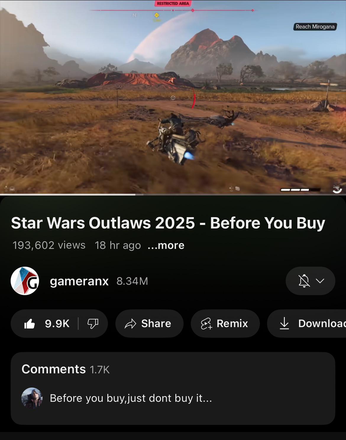 The comment section on this video is awful : rStarWarsOutlaws