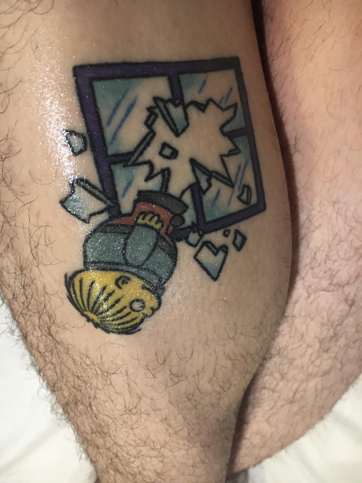 I M A Brick Ralph On My Calf 6 Months Old By The Amazing Amytrouble Tattoo