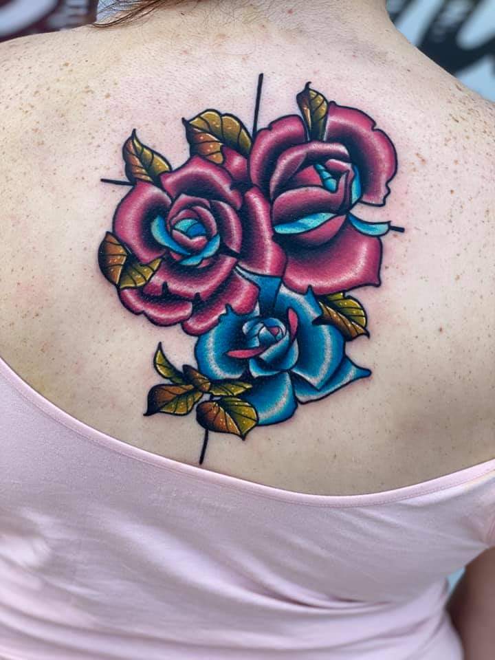 Cross N Roses By Clabe Risingsun At Just Peachy Tattoos Broken Arrow Oklahoma Tattoos