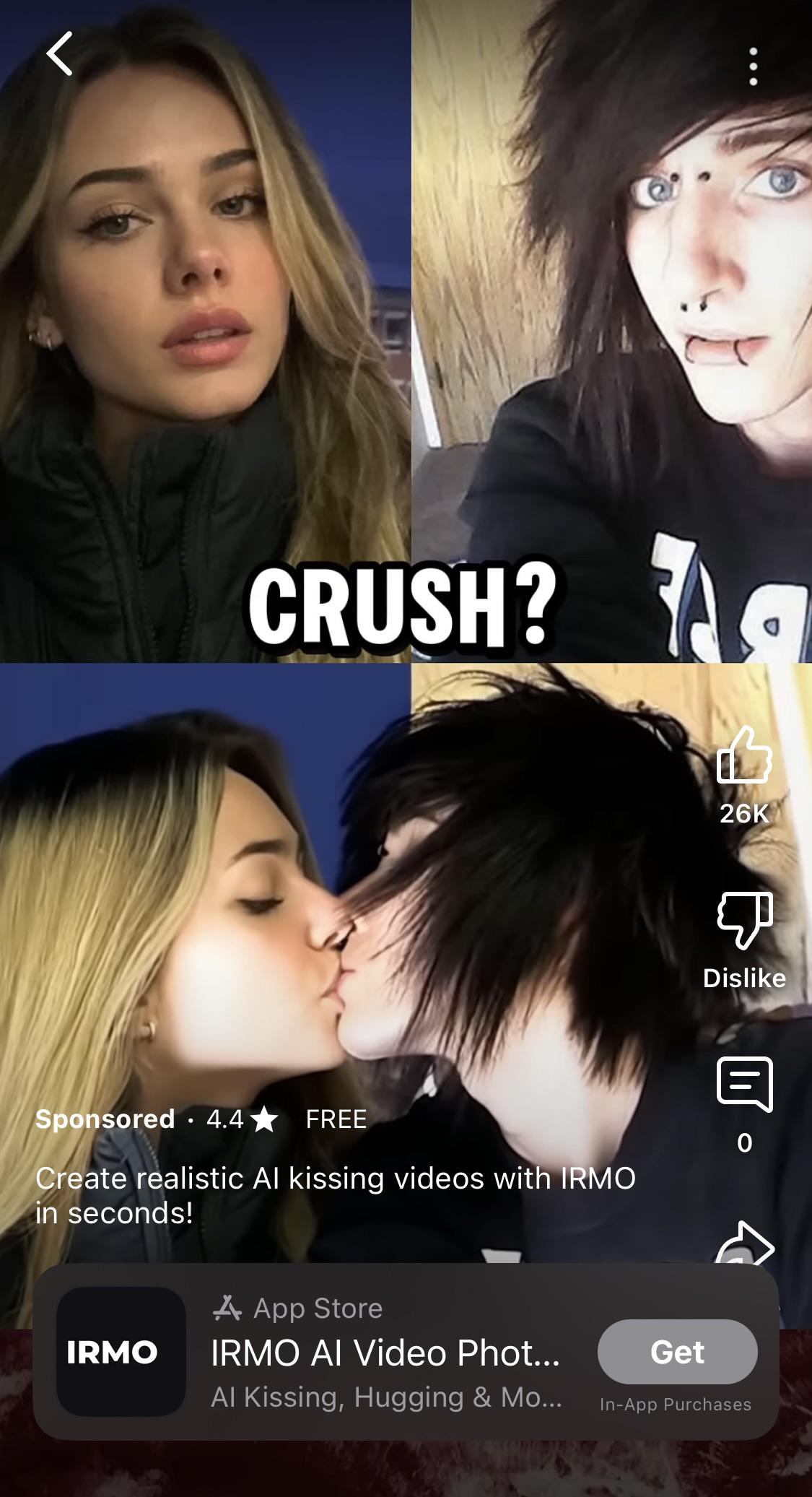 AIを使って、好きな人とキスしてる自分を鑑賞できる広告 : rsadcringe