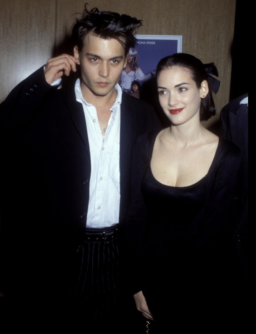Johnny Depp and Salma Hayek at one of Hollywood parties, Los Angeles, 1995  : rOldSchoolCool