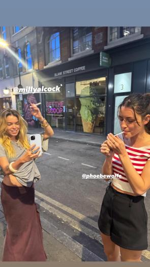 Long Skirt and Gray Shirt | via char.lotterose IG Story – June 24 2025