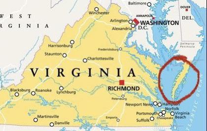 Why Is The Tip Of This Peninsula Part Of Virginia R Geography 