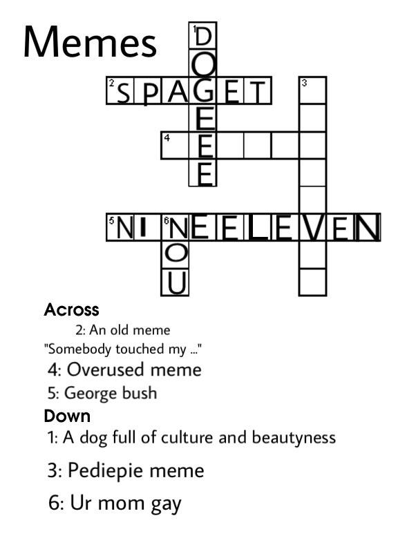 Meme crossword (solved 4/6)