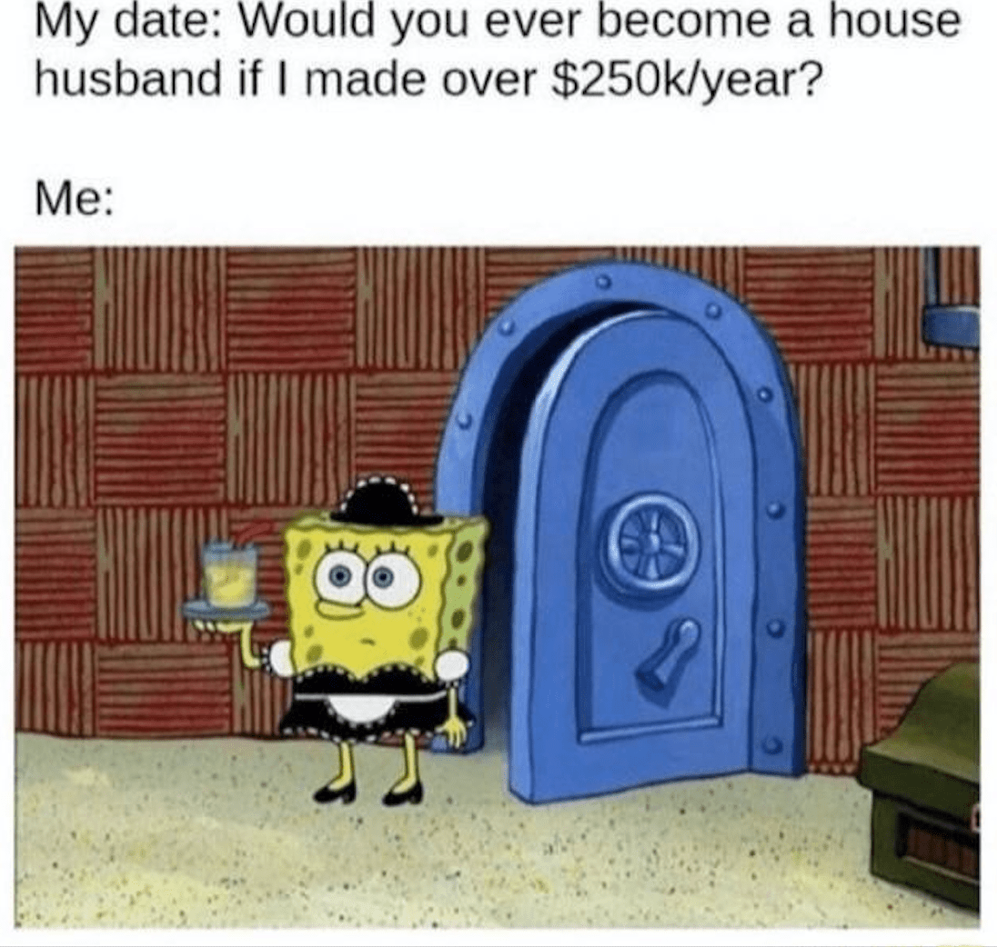 Would you ever become a house husband if i made over $250k per year?