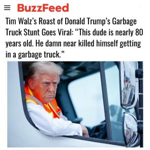 Orange Criminal Made Of Actual Garbage Gets Trashed