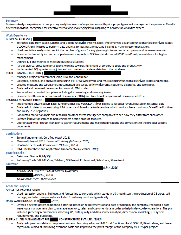 Entry Level Business Analyst Resume Resumes