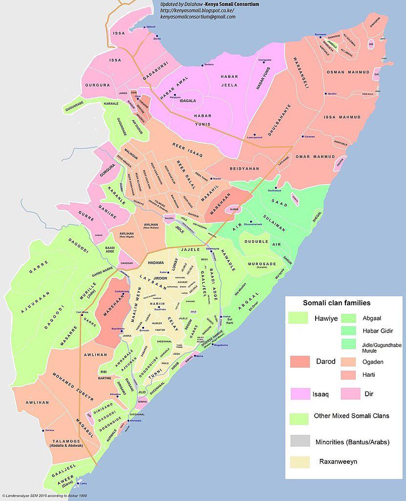 This Map Shows The Clans Of The Somali Region R Somalia 
