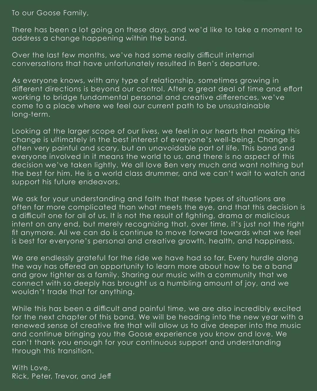 Ben Leaves Goose : rjambands