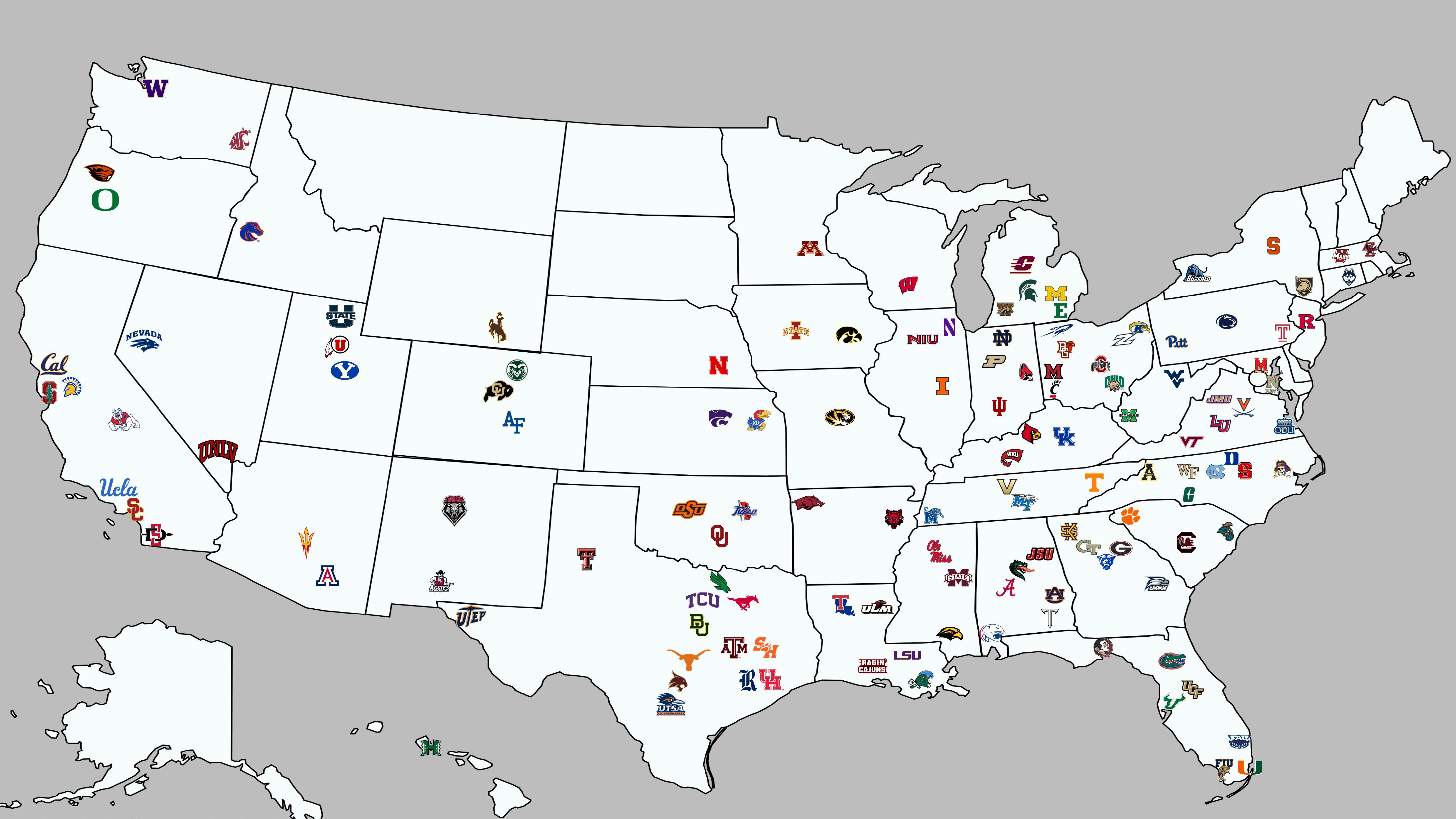 D1 Football Schools Map All Teams Explained 