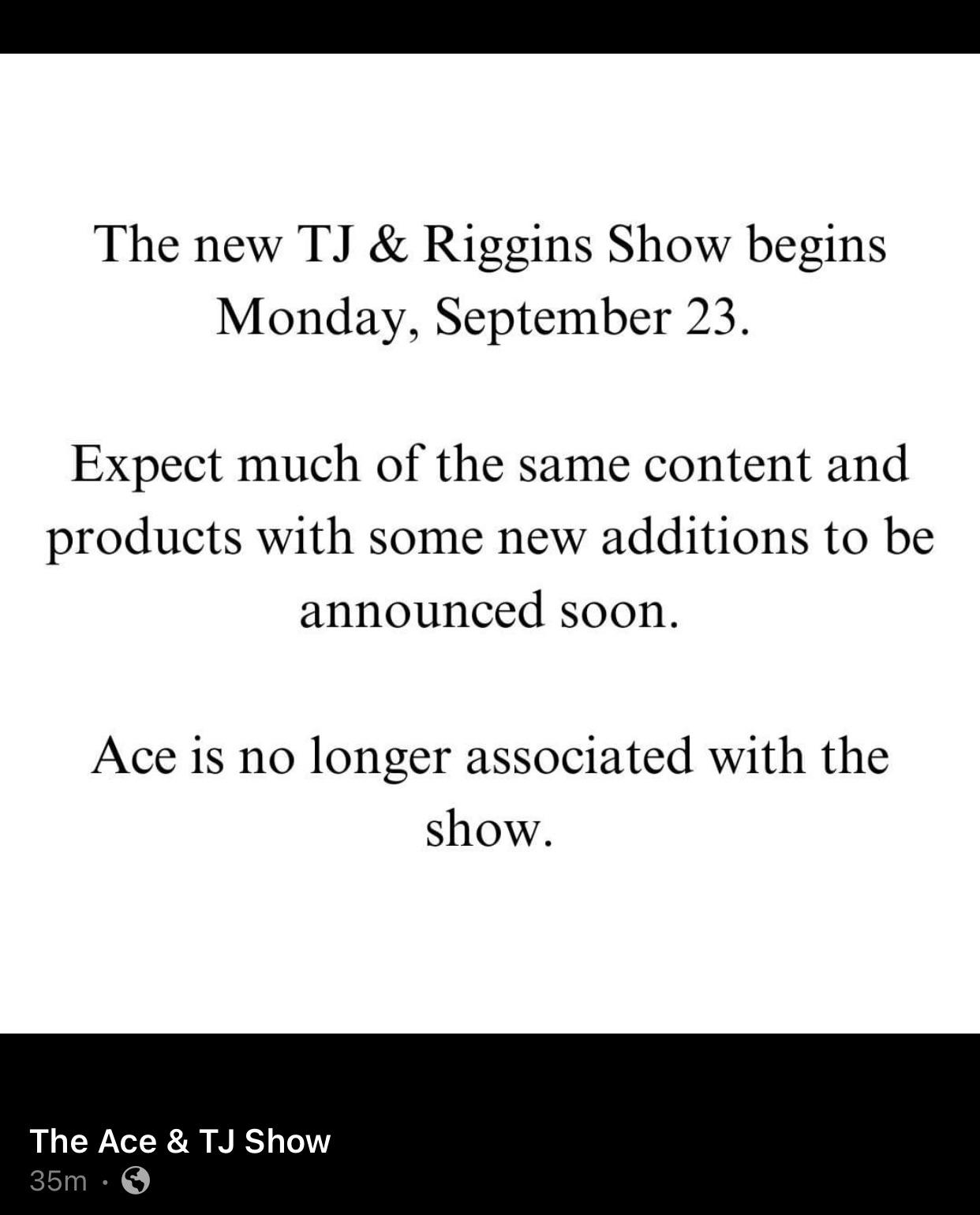 The Ace and TJ show. Ace is gone : rCharlotte
