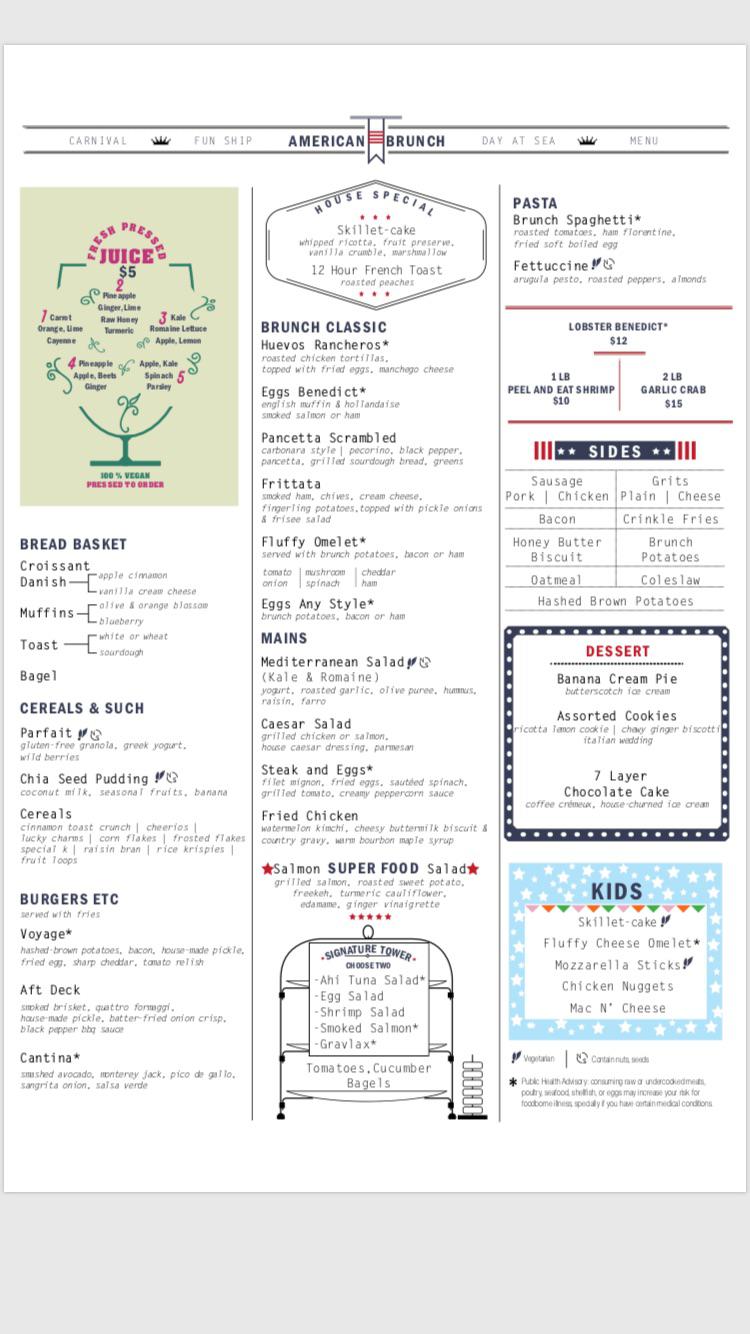 Brunch Menu For Carnival Cruise Ships Cruise