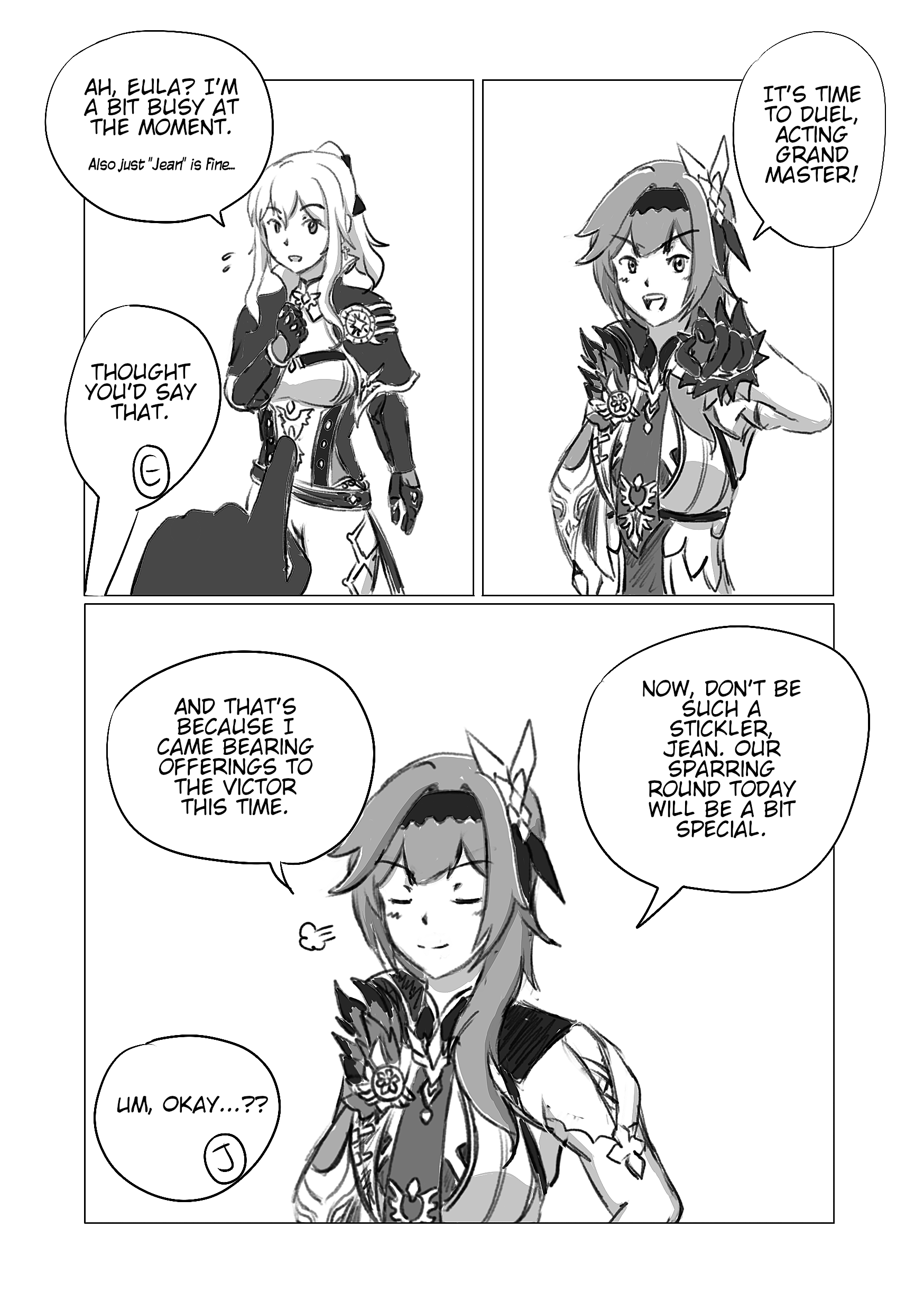 Fancomic ] So one day Eula came to Jean for a spar with a proposal... :  rGenshin_Impact