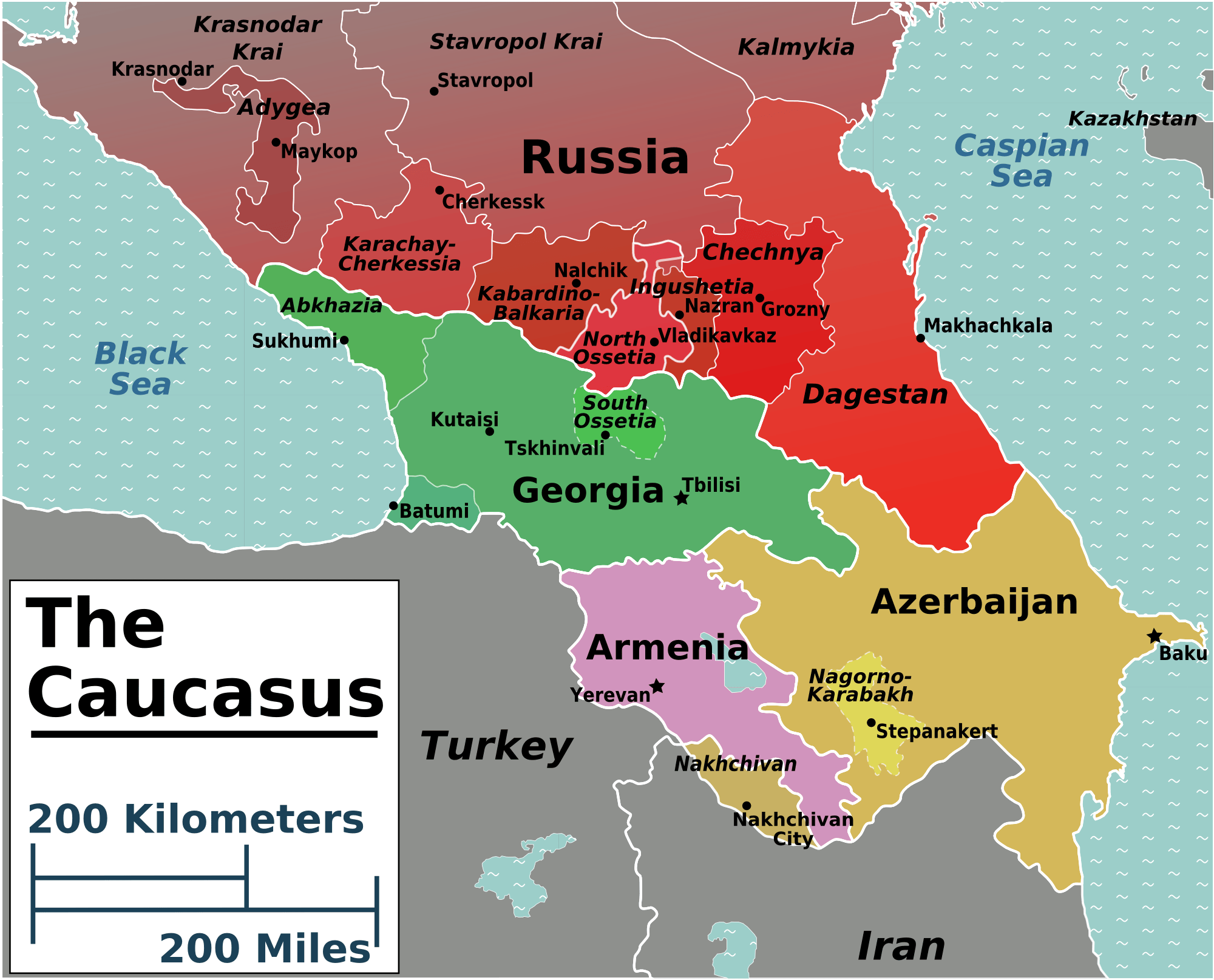 Caucasus Mountains Location 