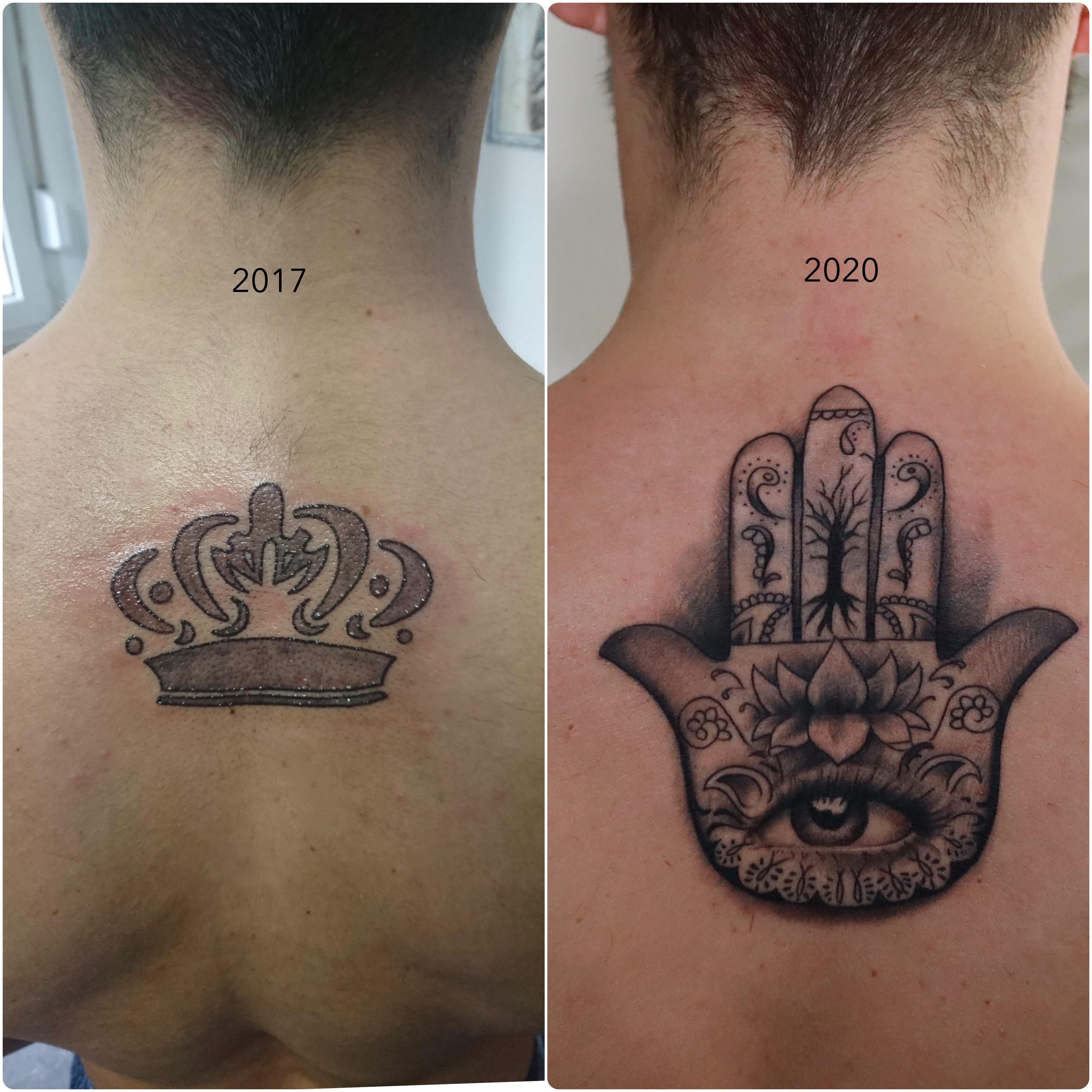 Coverup Of An Old Really Bad Crown Tattoo Done By Christattooatelier In Germany Tattoo