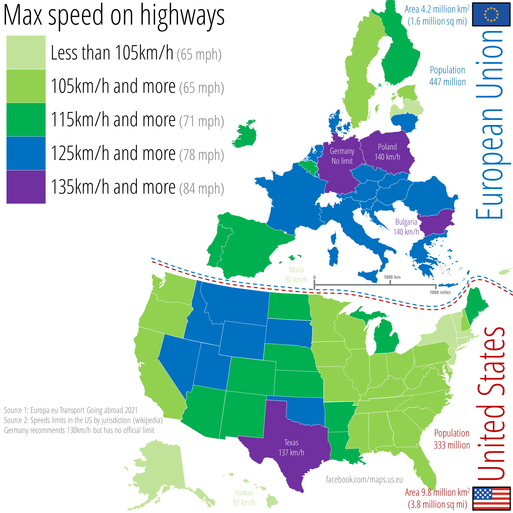 Speed Limits Us Highways Map 2 