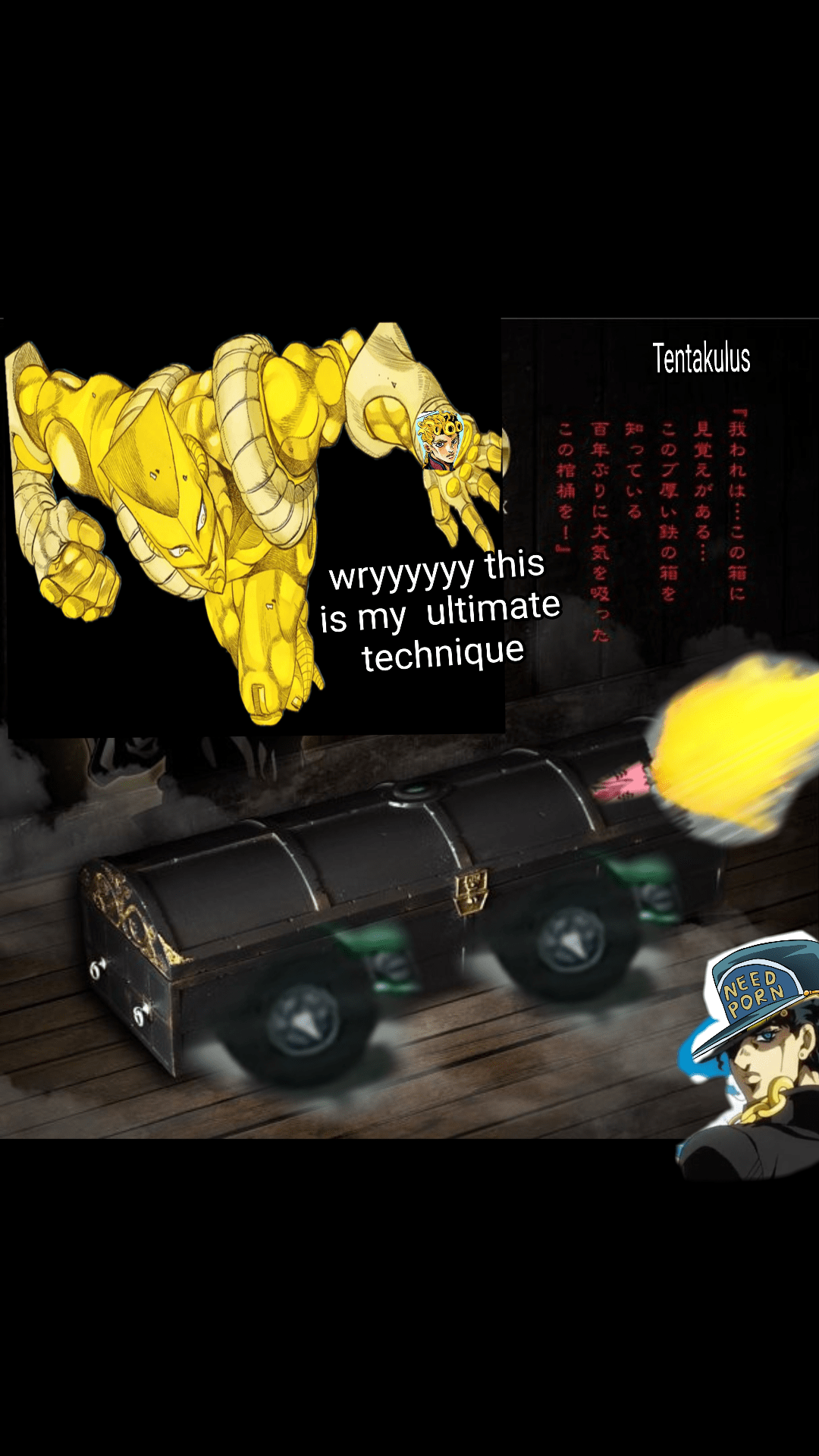 The World over heaven requiem but its a Bad dad and also the World isnt a  vampire so it doesnt burn in sun and Dio is big brain : rShitPostCrusaders