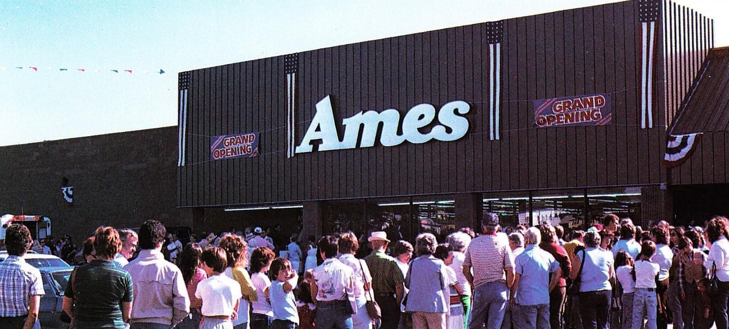 A brand-new ames store opens its doors for the first time. ames, circa 1982, from their annual