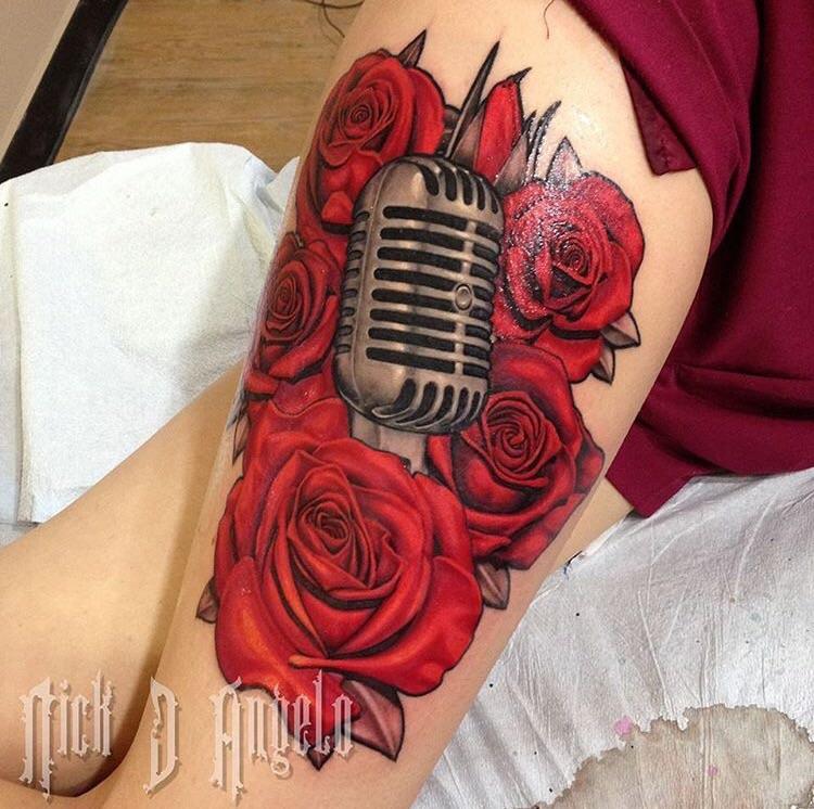 Gratis Scarica immagini Rose And Microphone 3d Tattoo By Nick D Angelo Tattoo ultima saluti