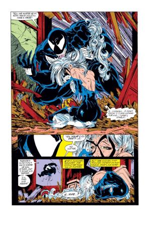 Venom brutally beats up Black Cat to get her to tell him where Spider-Man is [Amazing Spider-Man #316]