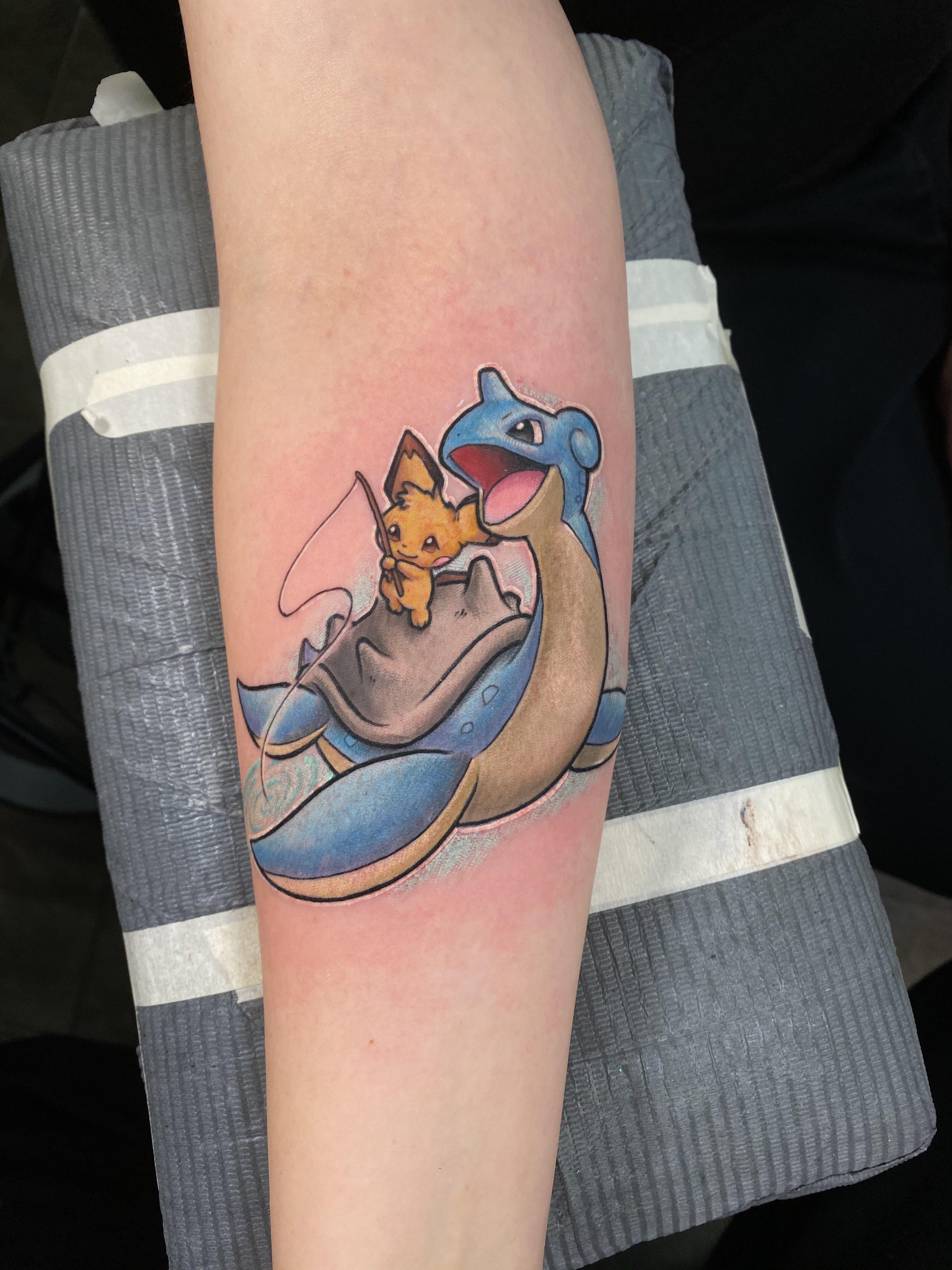 Different tattoo designs and ideas might be appealing to different people based on what makes them unique. Pichu And Lapris On A Fishing Trip Bobby Link Constable Tattoo Plainfield Il Tattoos