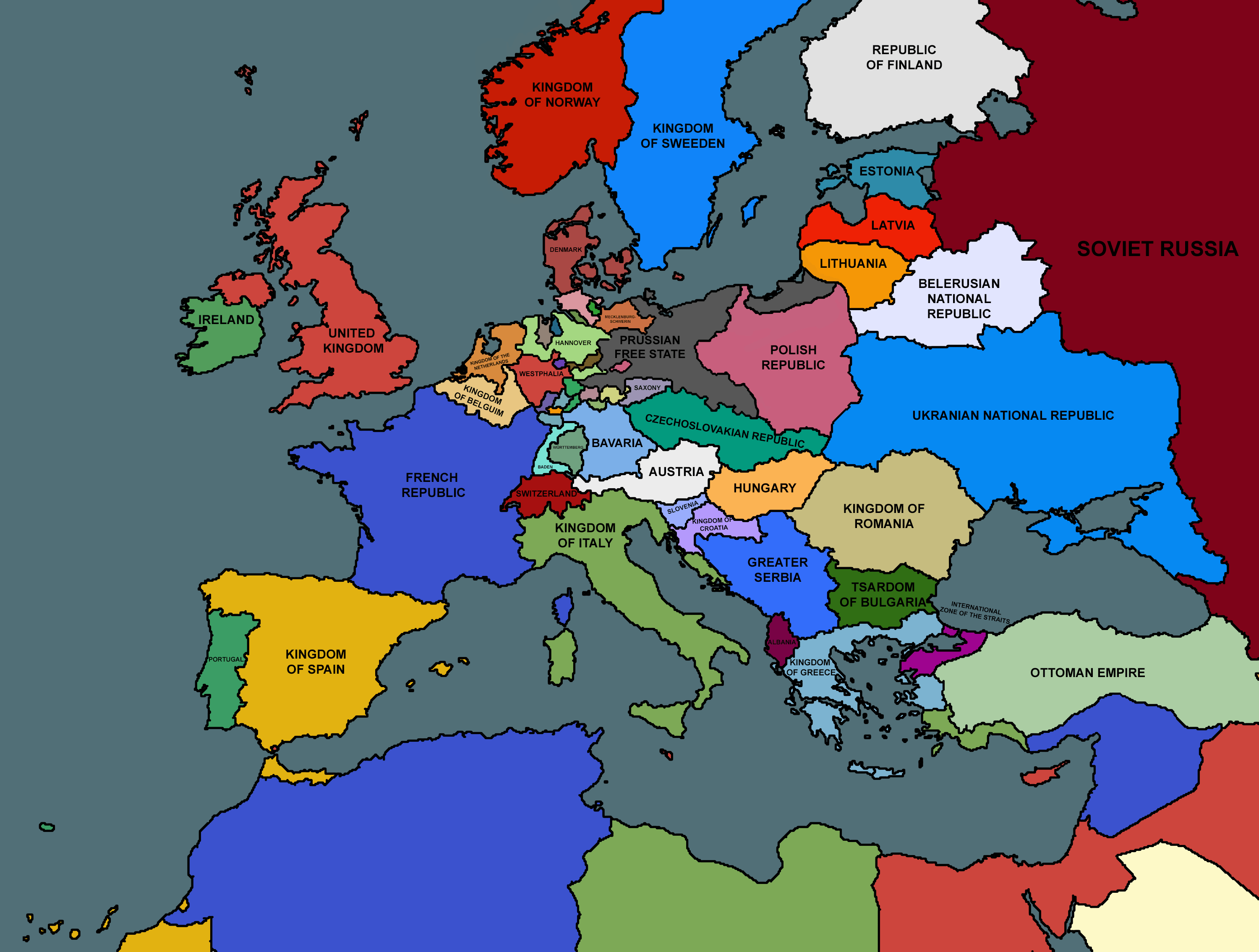 Map of europe post ww1_