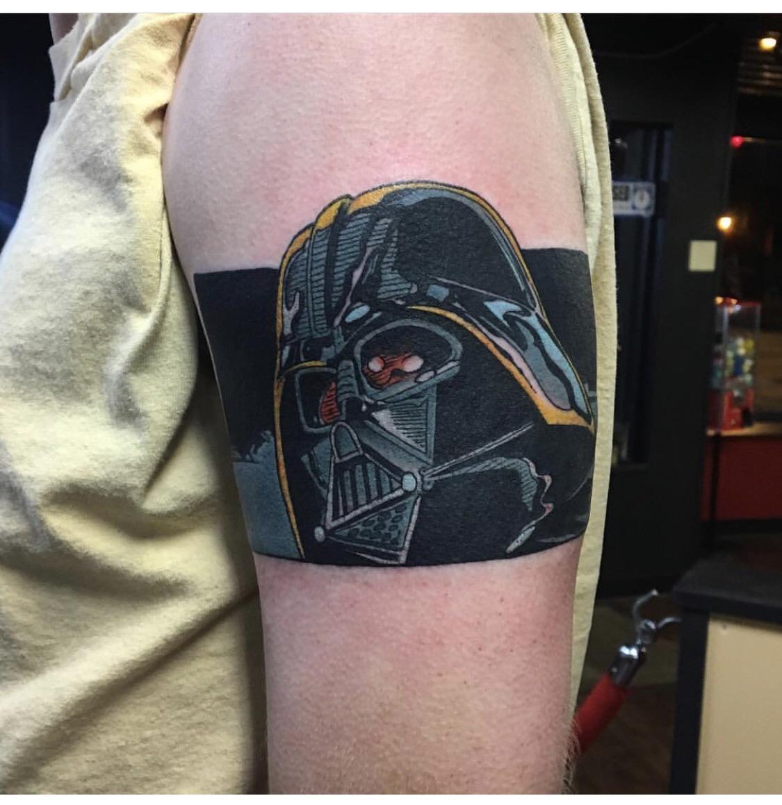 High street tattoo, body language ohio & sacred hand tattoo society #columbus #ohio. New Darth Vader Tattoo from an old comic strip (Nate Corder/Sacred Hand, Columbus Ohio ) : tattoos