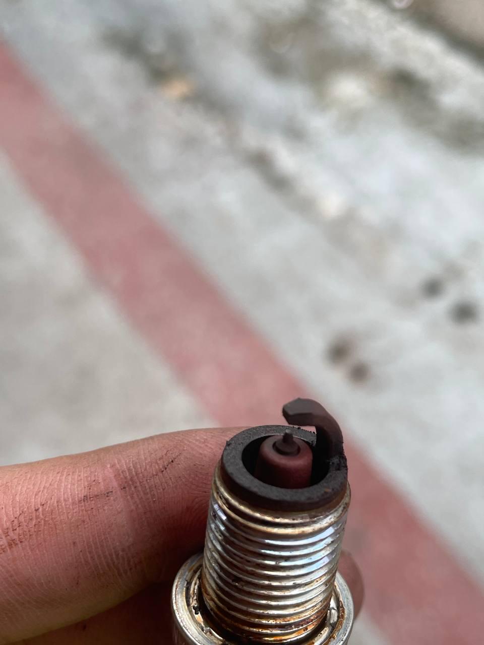is this sparkplug wet with oil or fuel? how to determine? : rmechanic