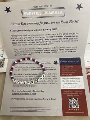 Swifties4Kamala sending bracelets to potential PA voters