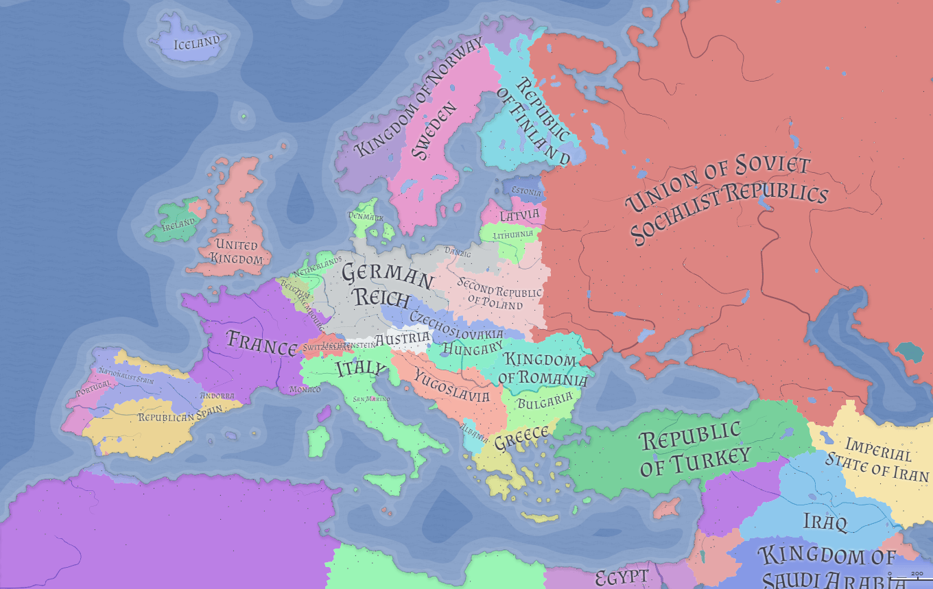 Map Of Europe 1936 