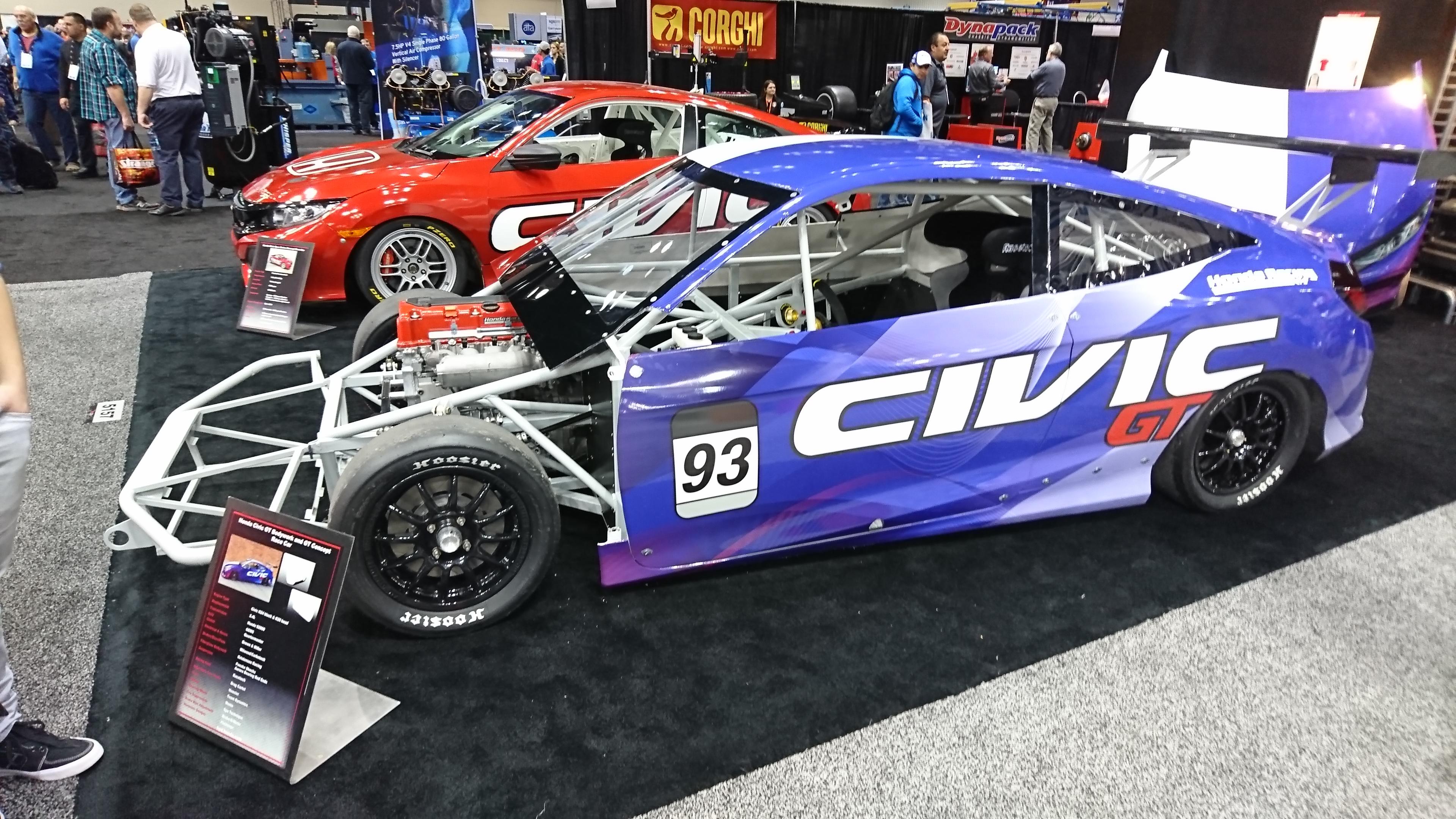 Civic gt drag car at the performance racing industry show