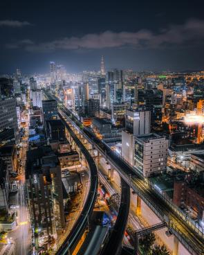 Elevated tracks on the Seoul Subway Line 2 overpass, Seongdong District, eastern Seoul, South Korea.
