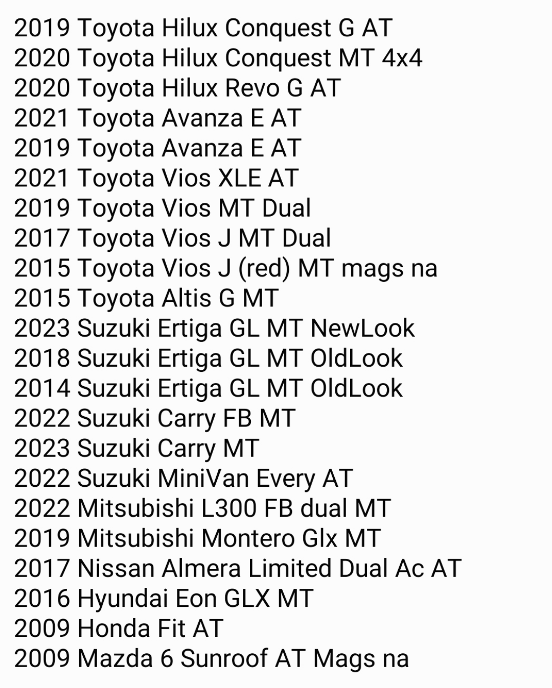 Pre loved cars.. direct to 1st owners..