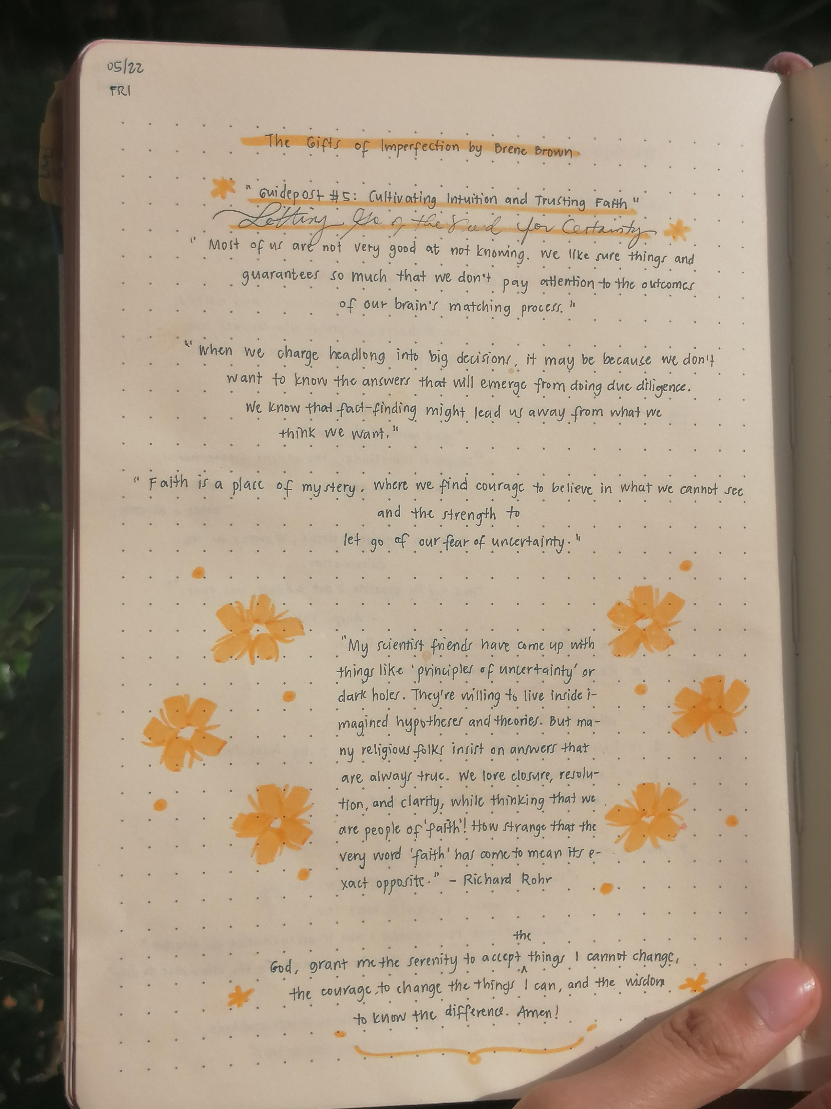 Without a doubt, 2020 has been a long year. Takeaways from BrenÃ© Brown's book, The Gifts of Imperfection : Journaling