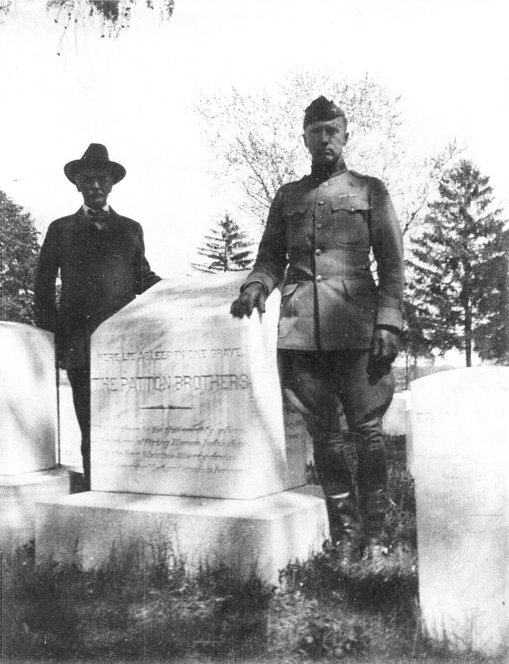 Colonel George S. Patton III and his father visit the grave of his Grandfather and Uncle, both were Confederate Colonels who fell in the war (his Uncle, at Gettysburg), buried in the