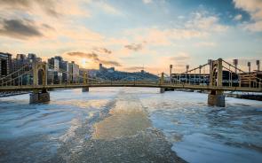 A frozen Pittsburgh sunset