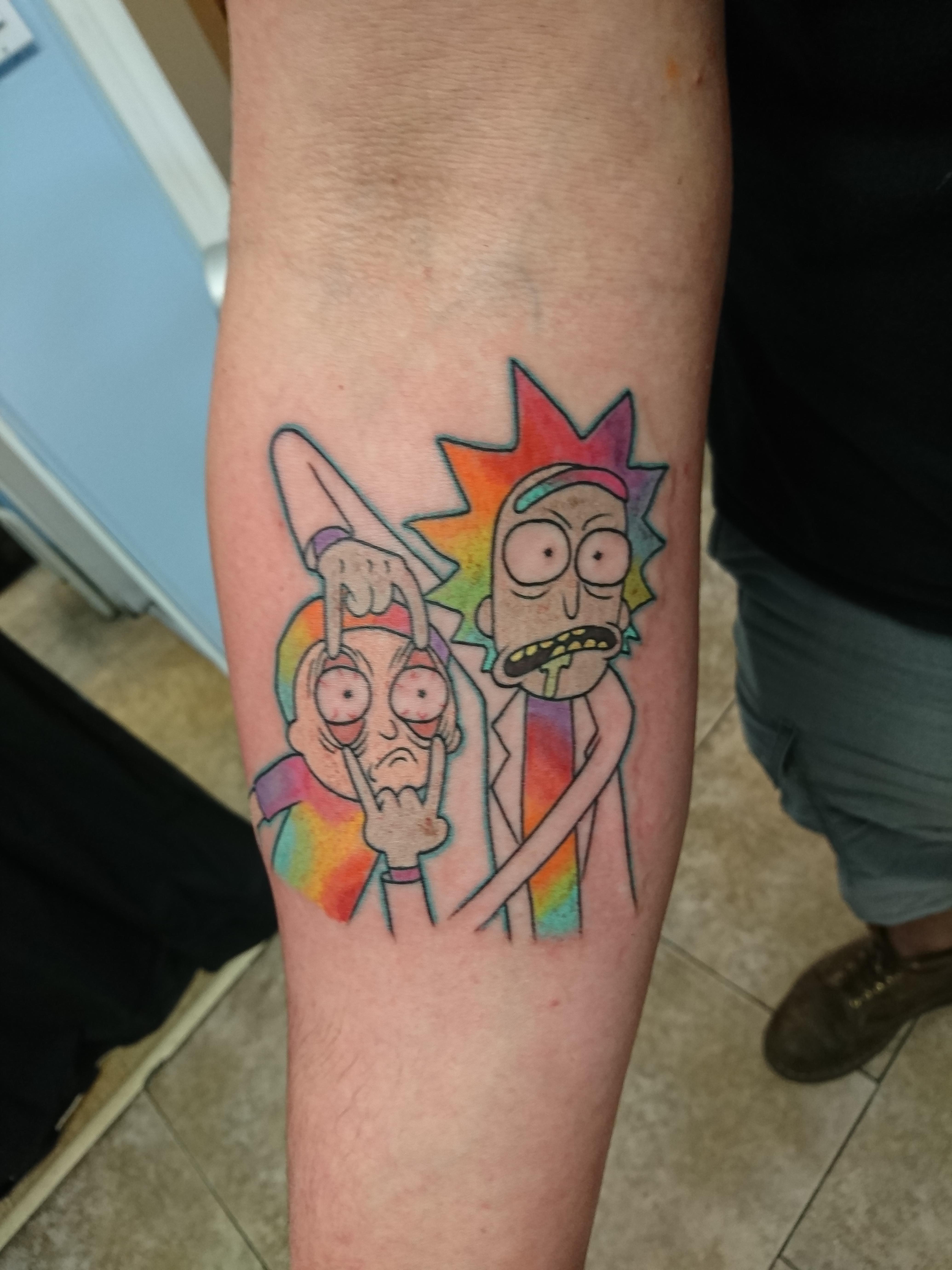 Colourful Rick Morty I Had During My Visit To Canada By Rob At Sinkin Ink Hamilton Ontario Tattoos