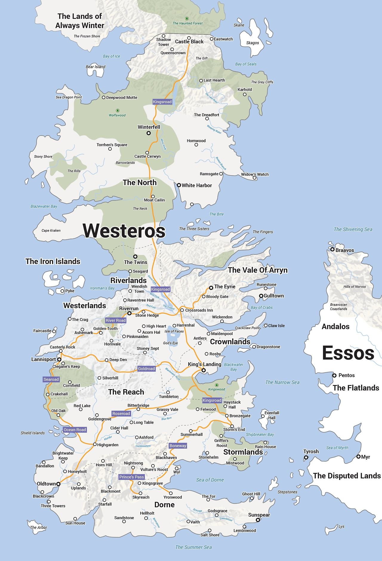 Detailed Westeros Map.