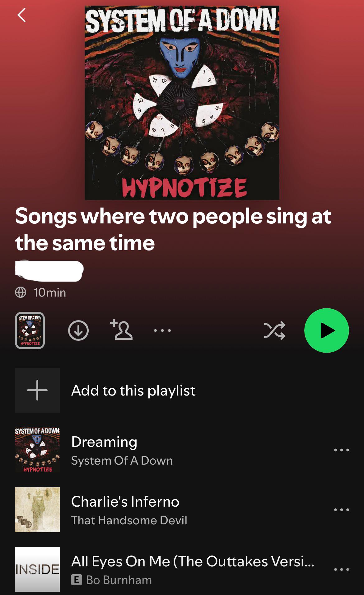 Two people singing different lyrics overlapped : rweirdspotifyplaylists