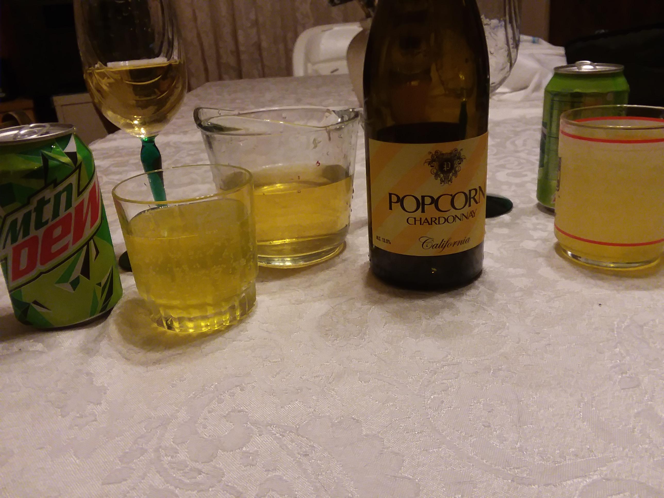 Tried Chardonnay for the first time with a friend and we hated it. Decided  to mix with Mtn Dew because why not and now we are happily drinking it. :  rshittyfoodporn