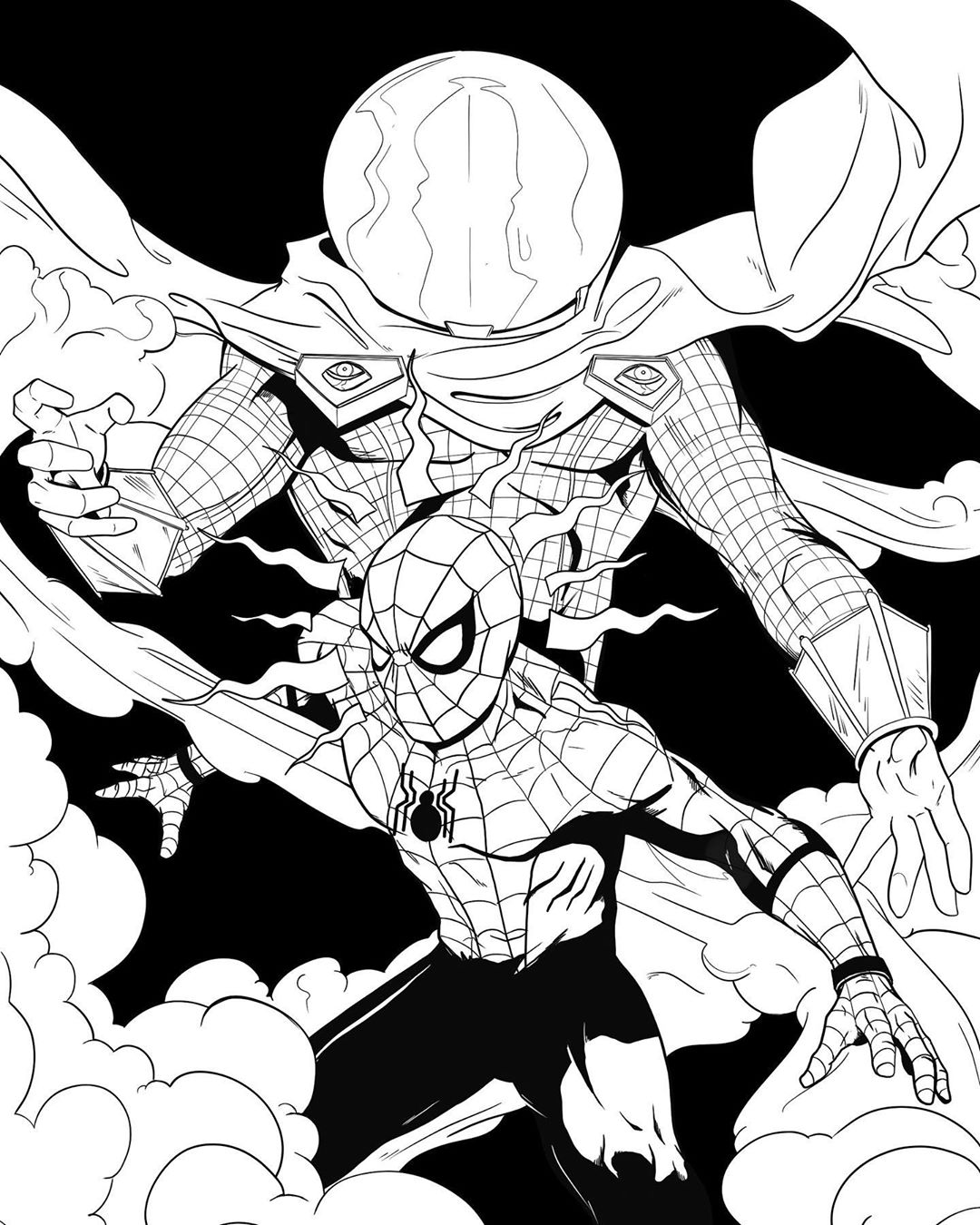 Batman vs mysterio coloring pages. Spider Man Far From Home Mysterio Coloring Pages