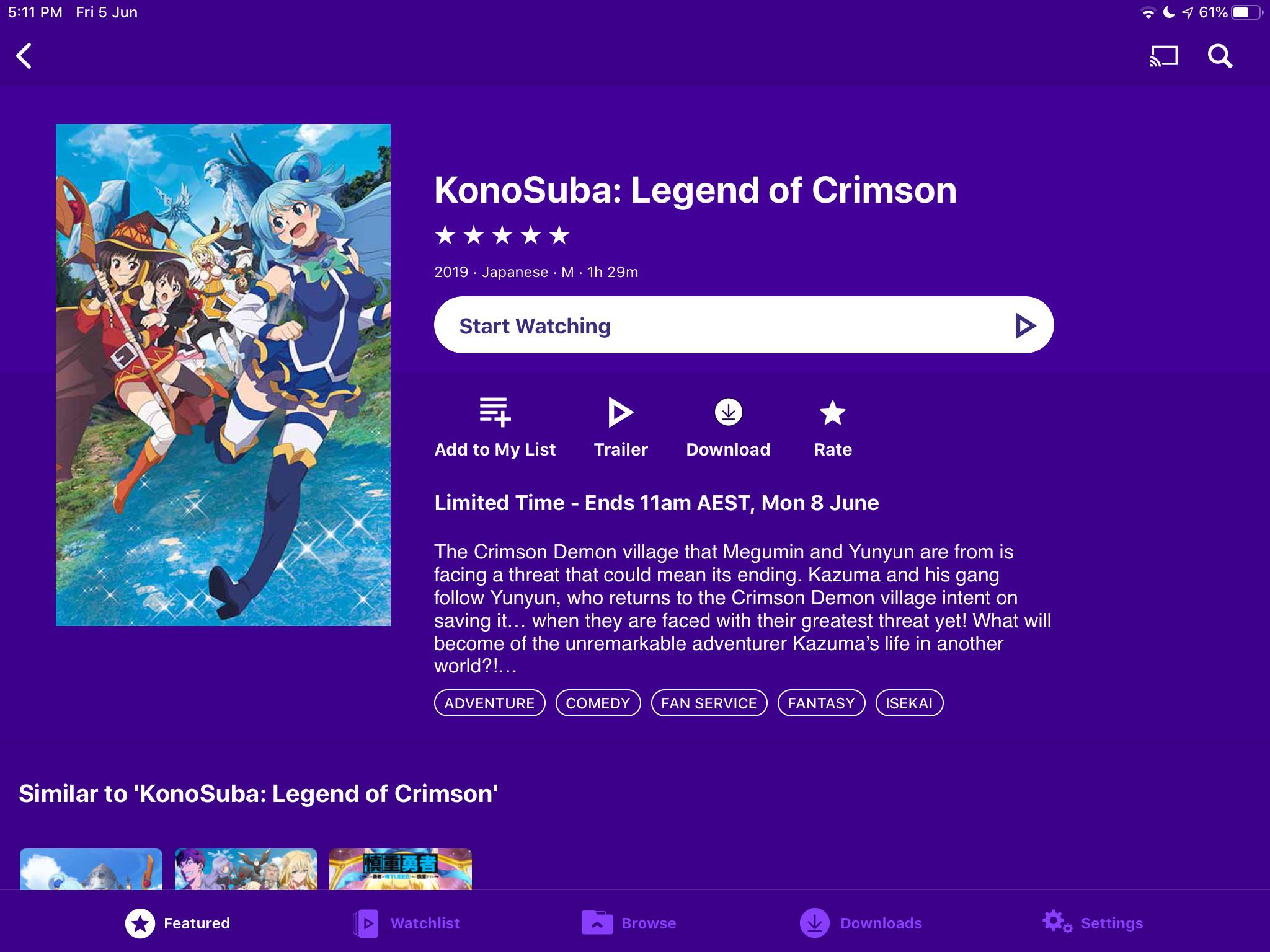 This is most likely because you have. For Australians Out There The Konosuba Movie Is Available To Watch On Animelab For 72hrs R Konosuba