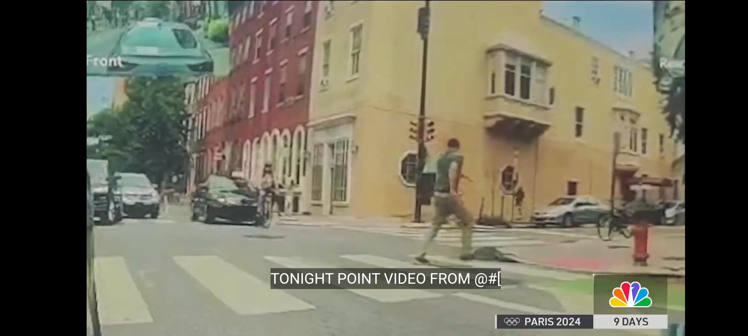 Shot from the video of the accident on 18th and Spruce. Lucky pedestrian  barely avoided also getting injured. : rphilly