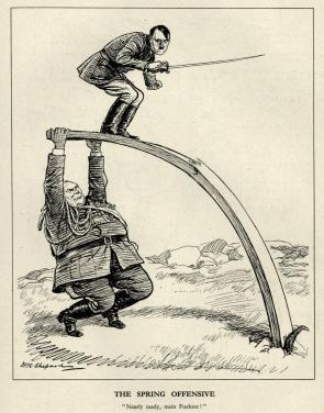 ”THE SPRING OFFENSIVE – [Goering to Hitler:] »Nearly ready, mein Fuehrer!«” – anti-Nazi cartoon published in ”Punch” magazine (artist: Ernest Howard Shepard), United Kingdom, February 1942