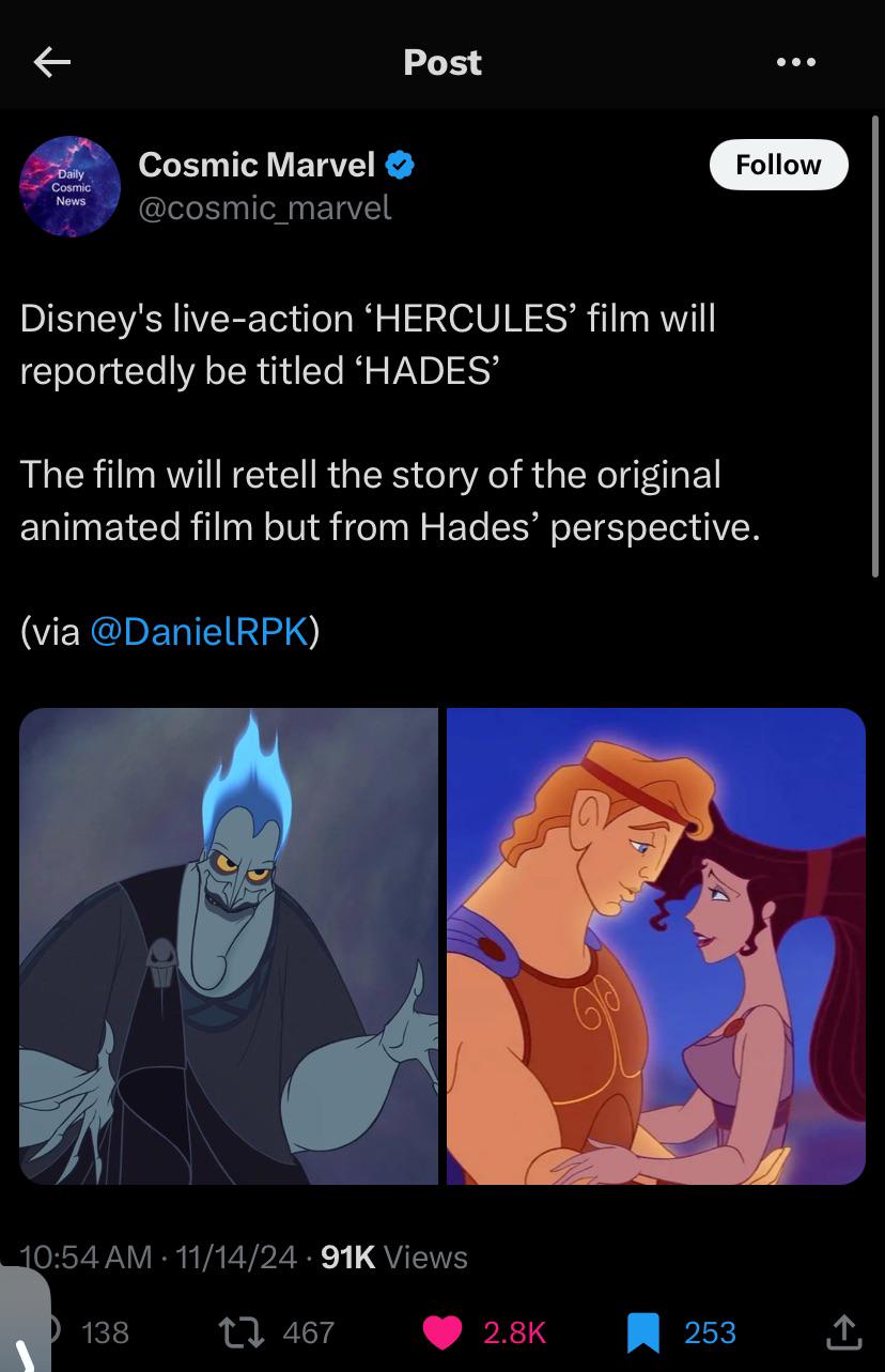 Novas informações sobre o Hércules de ação ao vivo da Disney :  rdisneyprincess
