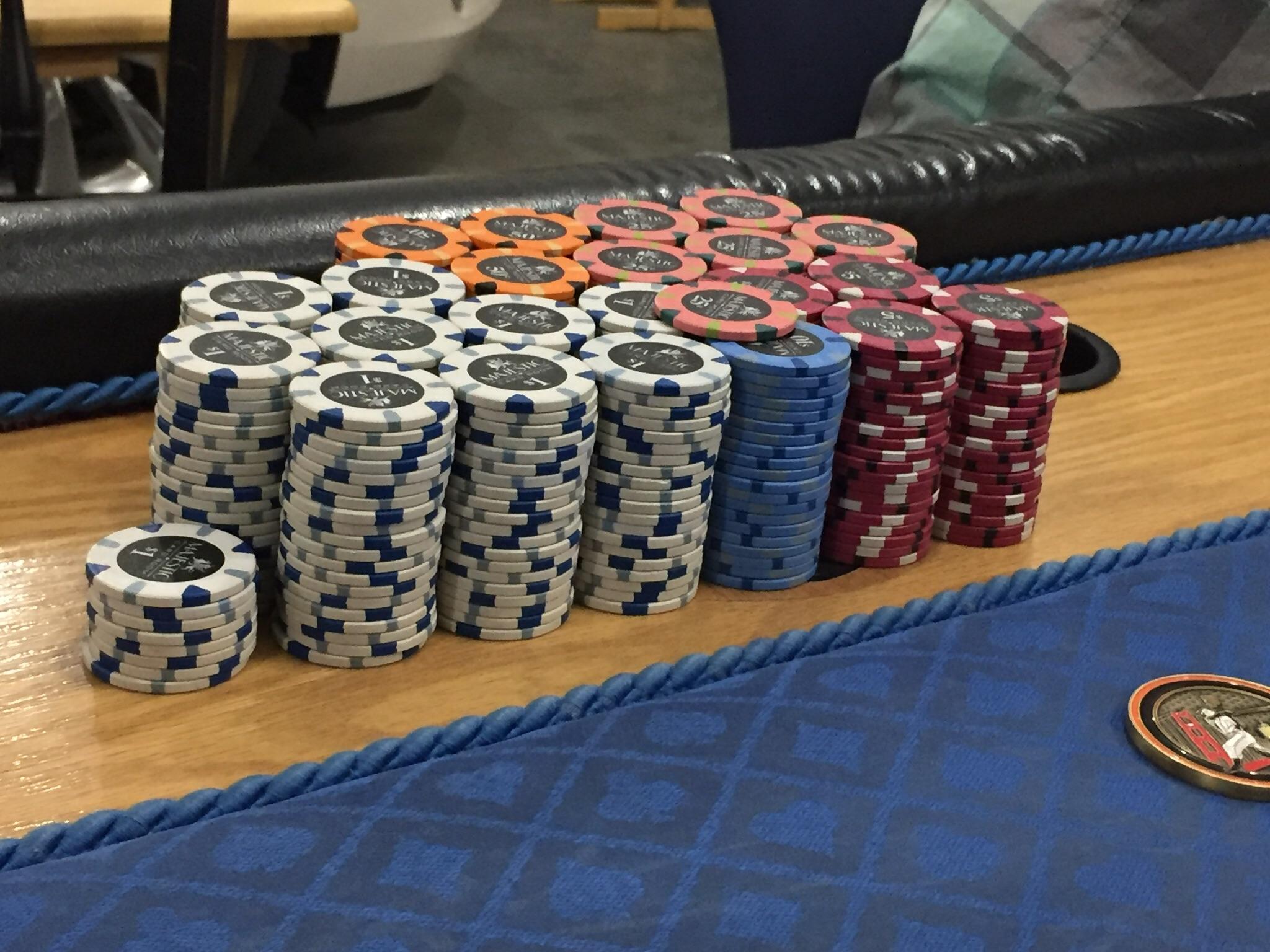 White represents $1, red represents $5, . 25 50 Home Game In For 300 Out For 847 R Poker