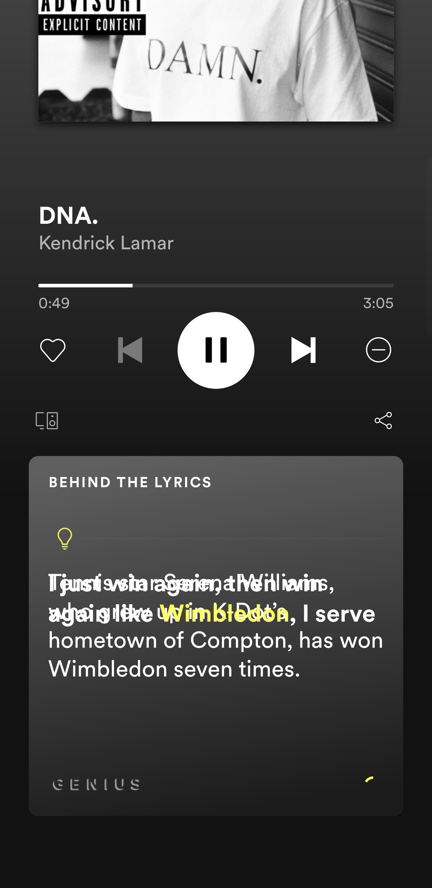 I got loyalty, got royalty inside my dna this is why i say that hip hop has done more damage to young african . Thank You Spotify Very Cool R Kendricklamar