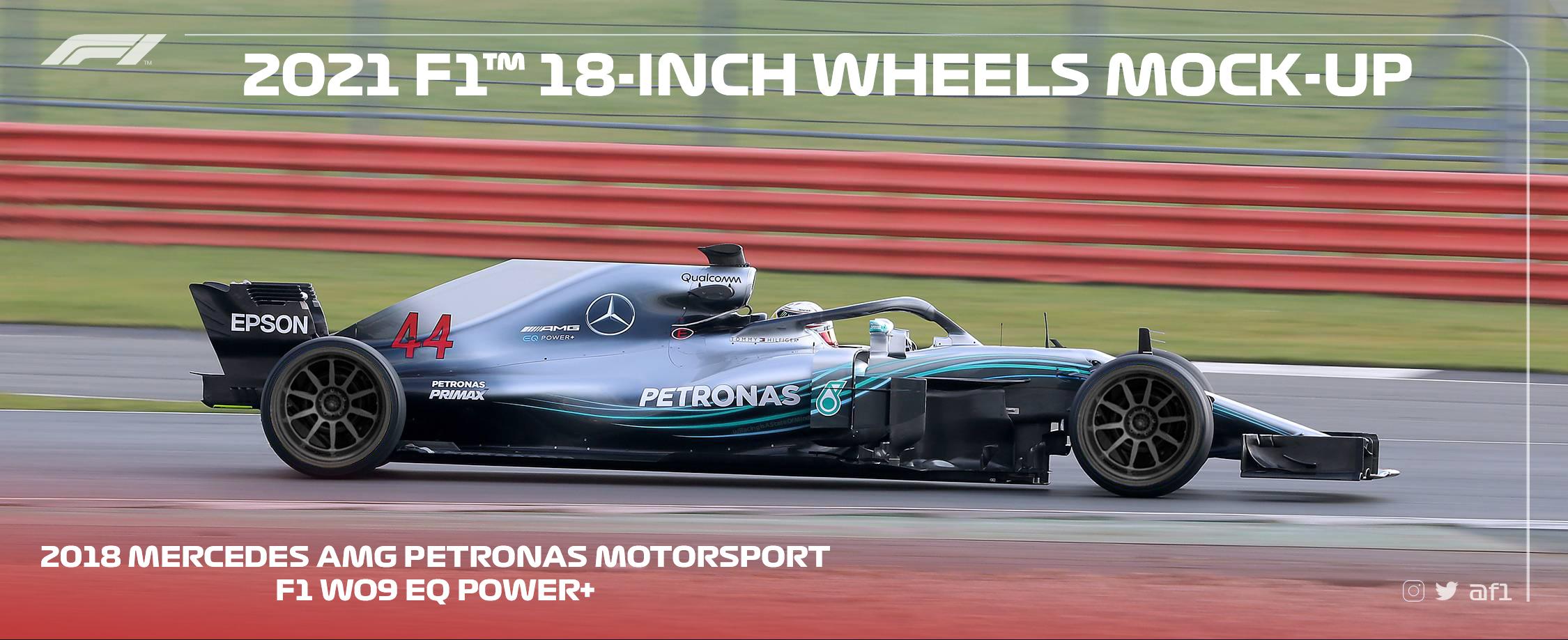 2021 F1 18 Inch Wheels Mock Up On A 2018 Spec F1 Car Formula1
